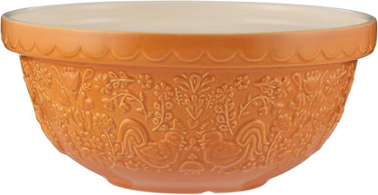 Home to Roost Mixing Bowl | 24Cm Earthenware Bowl with Embossed Hen & Cockerel Design | Classic Bakeware for Dough, Pastry & Cake Mixing | Dishwasher & Freezer Safe1