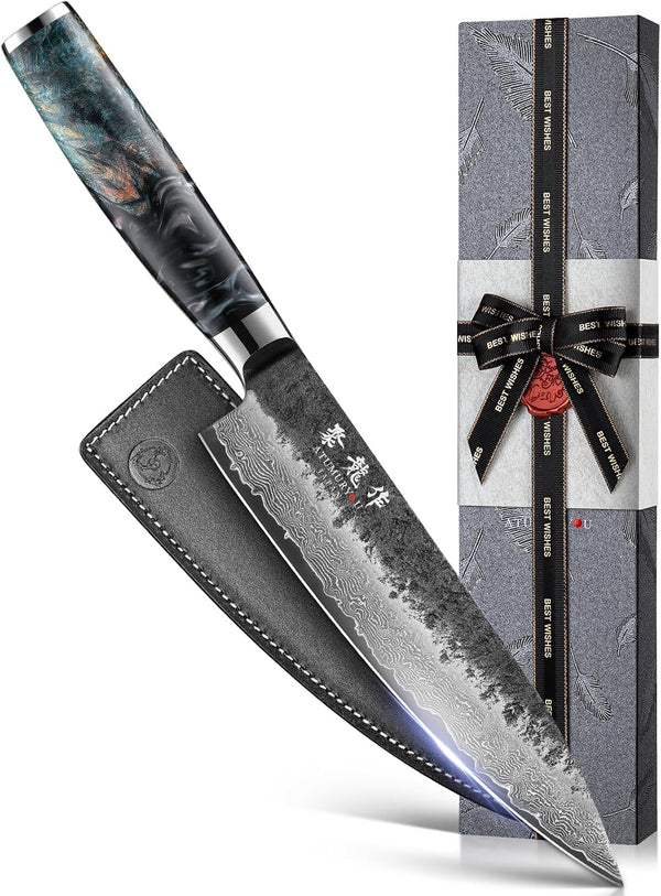 8'' Japanese Chef Knife, Razor Sharp Hand-Forged Damascus VG10 Steel Core1