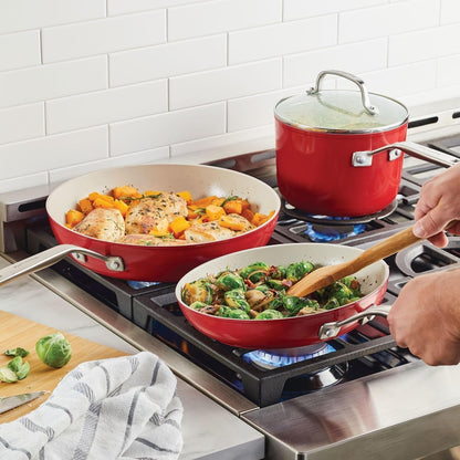 Kitchenaid Hard Anodized Ceramic 9-Piece Nonstick Cookware Set – Includes Fry Pans, Saucepan, Stockpot, Durable, Even Heating, Oven Safe to 500°F, Empire Red6