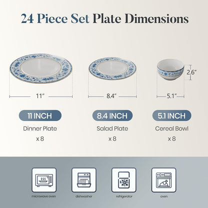 24-Piece Fine Bone China Dinnerware Set for 82