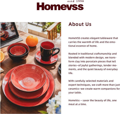 Stoneware Sonoma 56Pc Dinnerware Set, Black + Speckled Spin Wash Red8