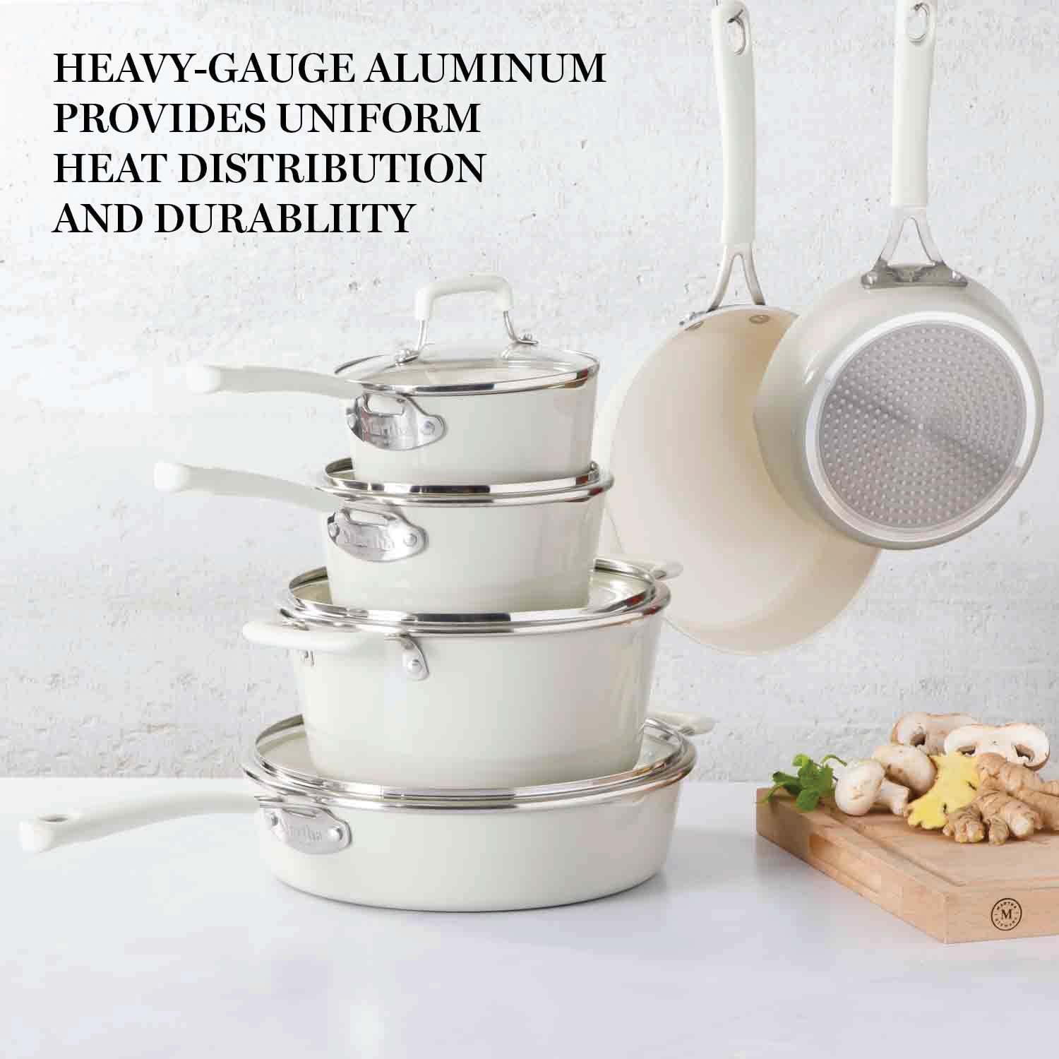 heathland-premium-nonstick-pfa-free-ceramic-interior-10-piece-tapered-aluminum-cookware-set-linen-white