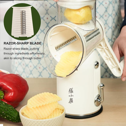 Rotary Cheese Grater 5 Blades Mandoline Slicer for Vegetable, Cream7