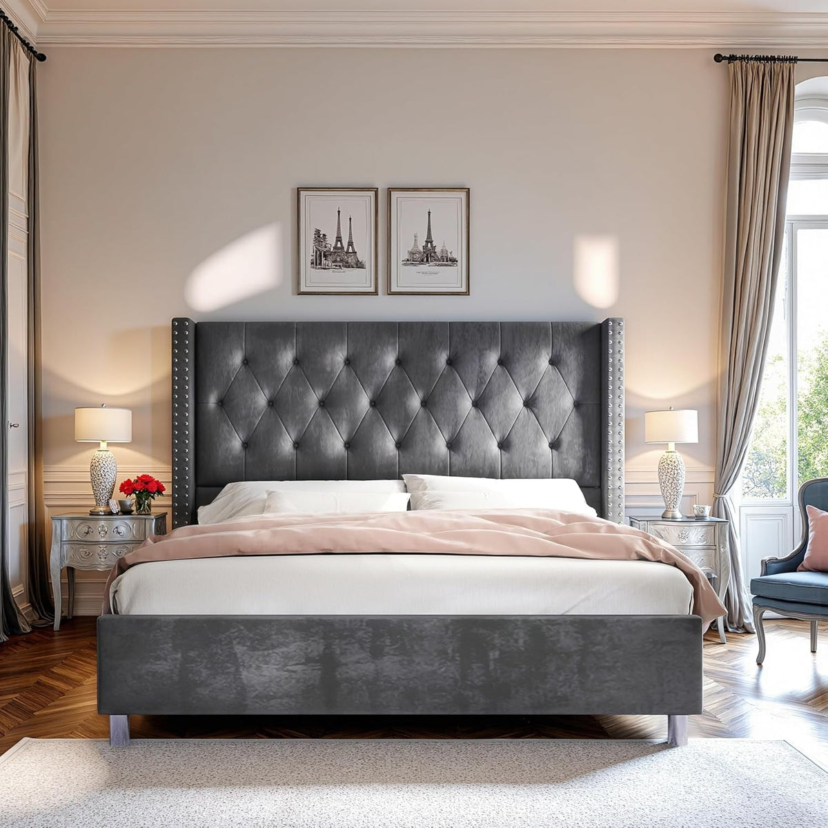 queen-velvet-bed-frame-with-49-2-tall-wingback-headboard-grey