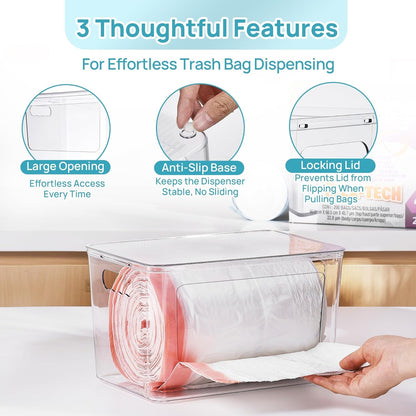 2 Pack Clear Trash Bag Holder, Stackable Garbage Bag Dispenser3