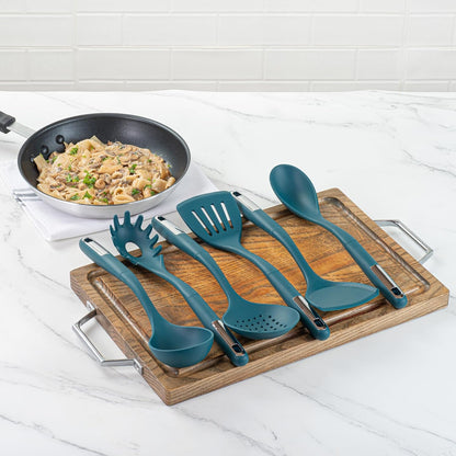 Silicone Utensil Set Pack of 1 Non-Slip Handle 6-Piece Kitchen Tool Set, Heat-Resistant Dishwasher-Friendly Cooking Accessories, Durable Teal Cooking Utensils4