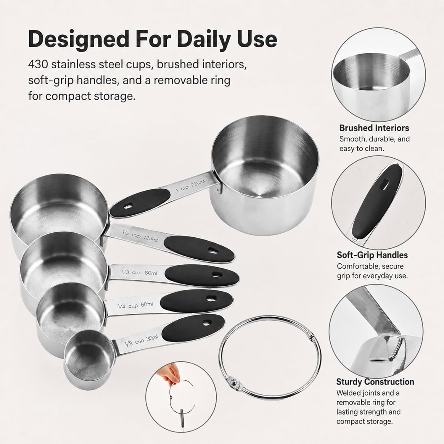 5-piece-stainless-steel-measuring-cups-with-non-slip-handles-kitchen-measuring-cups-for-dry-liquid-ingredients-cooking-baking-1-8-1-4-1-3-1-2-1-cup-black