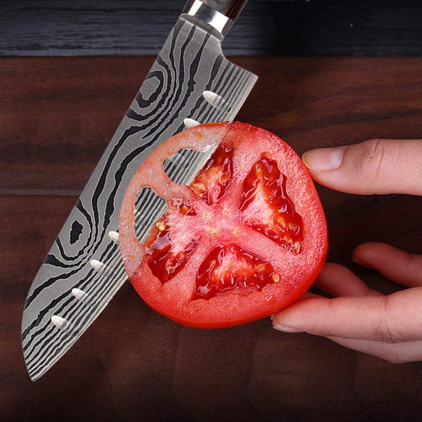 7 Inch Japanese Santoku Kitchen Knife, High Carbon Stainless Steel, Ergonomic Handle with Sheath & Gift Box, Durable Cutlery for Home Cooking & Daily Use4