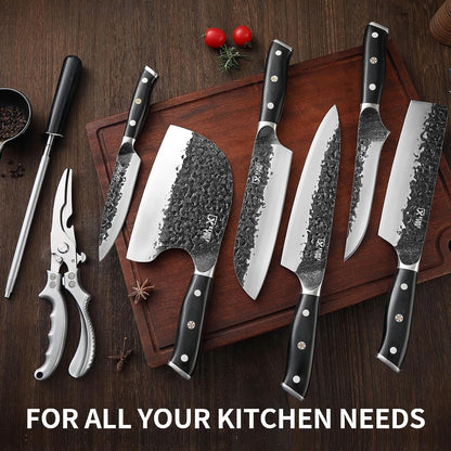 Chef Knife Set with Bag, Hand Forged High Carbon Steel BBQ Knives Set2