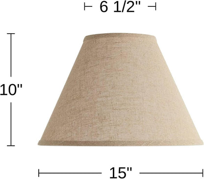 Pre-Assembled Sela Fine Large Burlap Empire Shade 6.5X15X10.75 (Spider) | 6.5" Top X 15" Bottom X 10" High X 10.75" Slant Replacement for Table Lamps Harp + Finial4