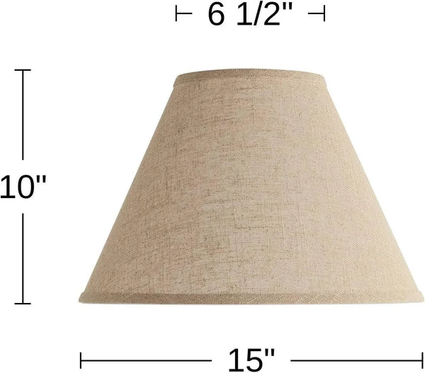 Pre-Assembled Sela Fine Large Burlap Empire Shade 6.5X15X10.75 (Spider) | 6.5" Top X 15" Bottom X 10" High X 10.75" Slant Replacement for Table Lamps Harp + Finial4