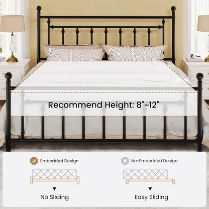 14" King Size Metal Platform Bed Frame/Victorian Headboard and Footboard/Steel Slats Mattress Foundation for Storage/No Box Spring Needed/Noise Free/Black7