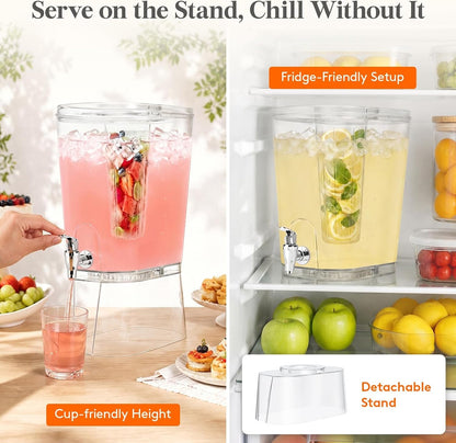 3 Gal Drink Dispenser with Fruit Infuser & Leak-Proof Spigot, 2 Pcs | Large Capacity for Gathering & Commercial Use, Bpa-Free Plastic Beverage Container with Stand for Lemonade, Soda & Mimosa Bar12