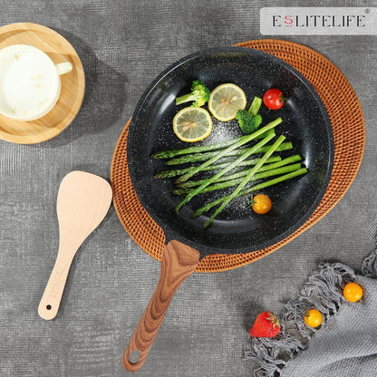 Nonstick Ceramic Frying Pans Skillets Set with Lids, Non-Toxic Egg Omelette Kitchen Cooking Pans Compatible with All Stovetops (Gas, Electric & Induction), PTFE & PFOA Free (Black)7