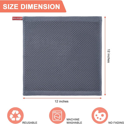 Kitchen Towels 6-Pack Kitchen Dish Cloths,100% Cotton,12X12 In,Dark Grey | Towels Waffle Weave,Ultra Soft Absorbent, Quick Drying2