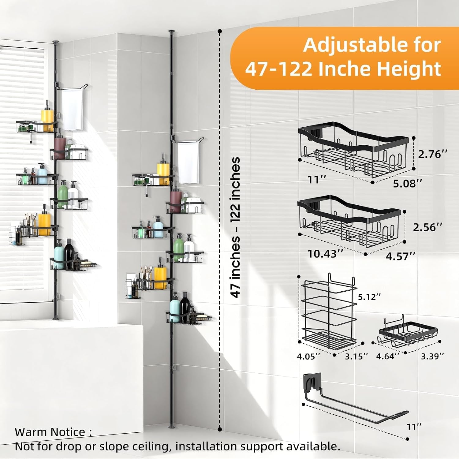 shower-caddy-corner-6-tier-tension-pole-rod-bathroom-organizer-shelves-adjustable-bathtub-shampoo-stand-rack-with-towel-rack-2-holders-for-inside-shower-storage-47-122-inch-black