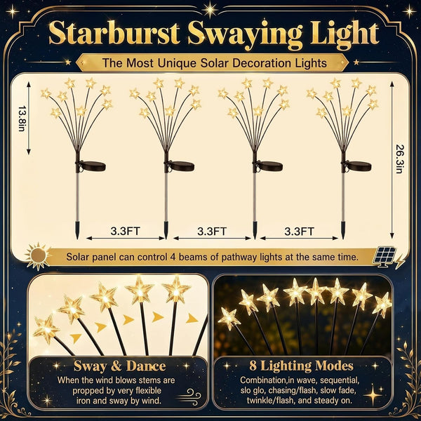 4 Pack Solar Christmas Star Stake Lights, 8 Modes Swaying Outdoor2