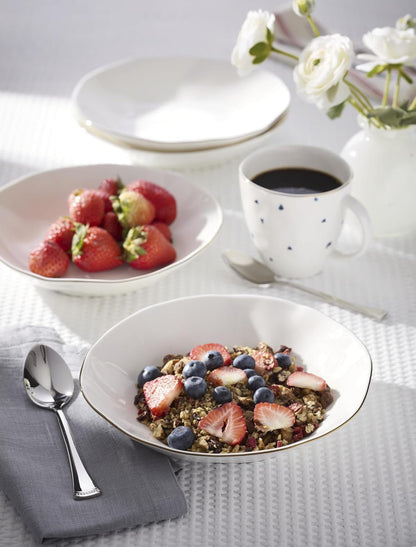 Blue Bay White Porcelain Pasta Bowl Set for 4, 24Oz5