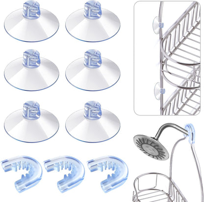 6 Pcs Bathroom Shower Caddy Connectors, Suction Cup Holders1