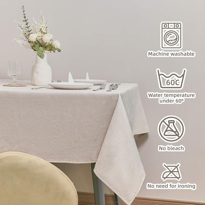 Rectangle Tablecloth Linen Texture Waterproof and Stain-Resistant Table Cloth, Kitchen Dining Table Decoration, 52 X 70 Inch Fabric Beige5