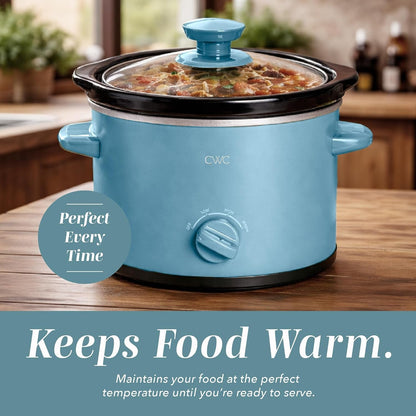 2QT Mini Electric round Slow Cooker - Adjustable Settings, Removable Stoneware Pot, Tempered Glass Lid, Dishwasher Safe, Cool-Touch Side Handles, Slate Blue6
