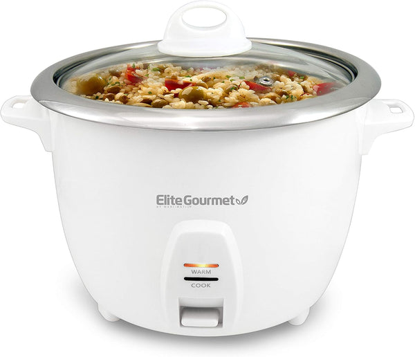 ERC-2010 Rice Cooker, Stainless Steel, White, 10 Cups Cooked | Keep Warm - Also Makes Soups, Stews, Grains and Cereals for Versatile Everyday Family Cooking1