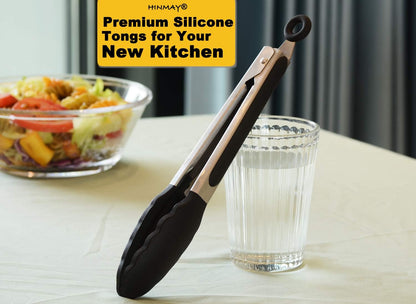 Serving Tongs 9" Cooking Tongs with Silicone Tips, Set of 3 (Black)6