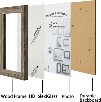 5X7 Picture Frame Set of 4, 5 X 7 Wooden Photo Frames with High Definition Plexiglass, 5 by 7 Frames for Wall or Tabletop, Horizontal or Vertical Display3