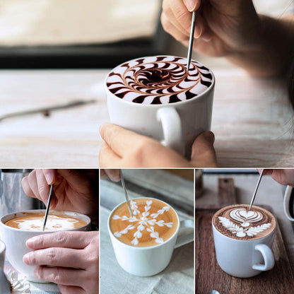 Milk Frothing Pitcher, 8.5Oz/12Oz/20Oz/32Oz/50Oz/66Oz Milk Frother Cup Stainless Steel, Espresso Accessories, Milk Steaming Pitchers Coffee Cappuccino Latte Art Barista Milk Jug Cup with Art Pen,12Oz6