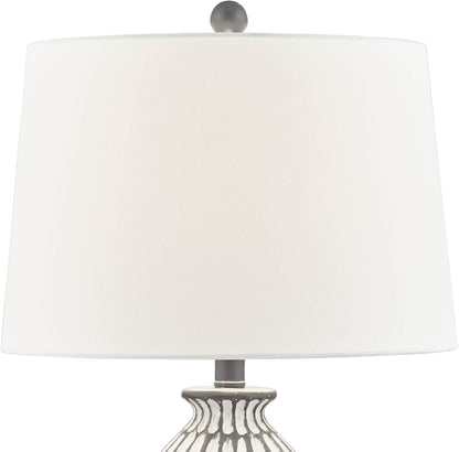 Philip 28 1/4" Tall Table Lamps Set of 2 Gray Wash Cottage Coastal Modern | White Living Room Bedroom House Bedside Nightstand Home Office Family Tapered Drum Shade9