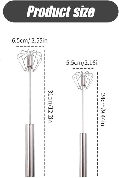 Stainless Steel Egg Whisk, Semi Automatic Hand Push Rotary Blender2