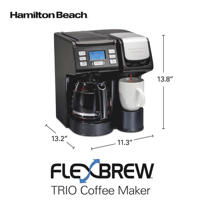 Flexbrew Trio 2-Way Coffee Maker, Compatible with K-Cup Pods or Grounds, Combo, Single Serve & Full 12C Pot, Black - Fast Brewing (49902)8