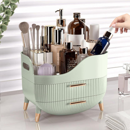 Makeup Organizer with Drawers, Green Skincare Organizer for Vanity, Storage Box with Handle, Large Cosmetic Display Case for Dresser, Bathroom Countertop4