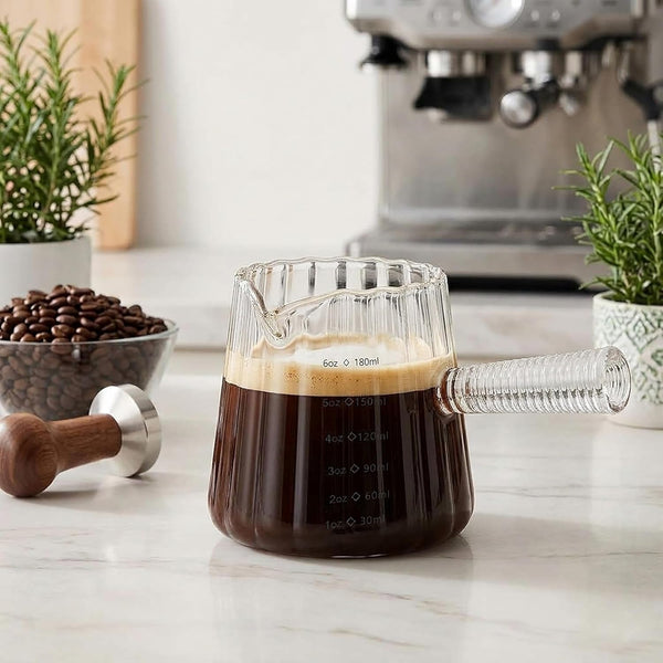 6Oz Espresso Shot Glass Measuring Cup with Handle, V-Spout for Coffee Bar6
