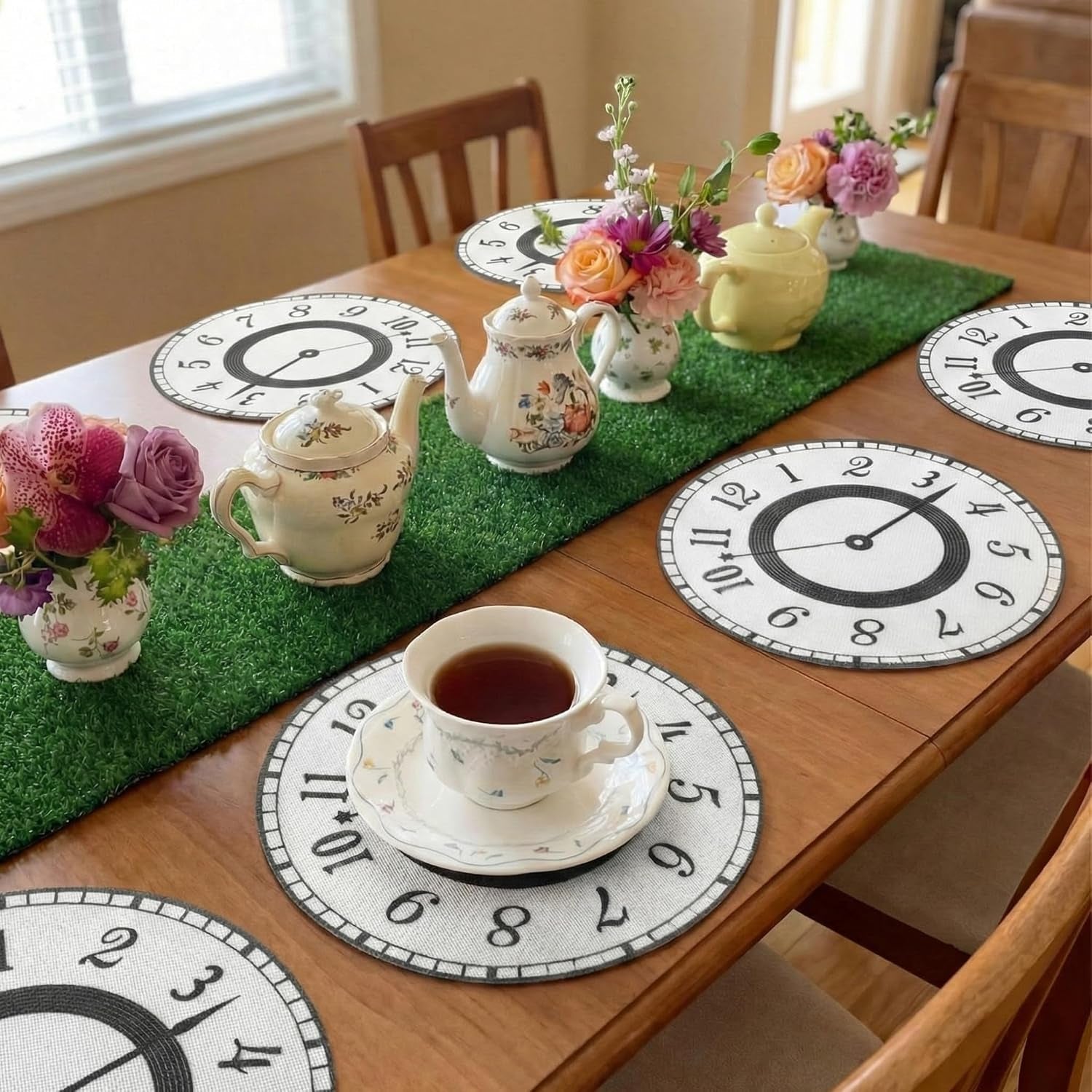 12-pcs-wonderland-tea-party-decoration-clocks-placemats-party-game-table-non-slip-cup-mats-for-dining-kitchen-birthday-baby-shower-decor-supplies
