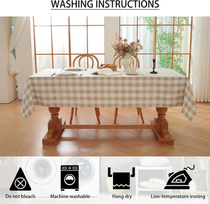 Gingham Tablecloths Rectangular Washable Picnic Table Cover 55”X 70”4