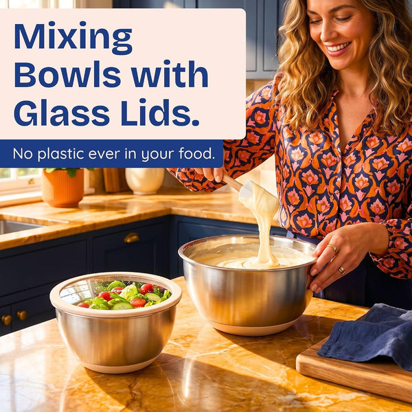 Non-Toxic Stainless Steel Mixing Bowls, Glass Lids, Plastic Free, 5-Pcs2