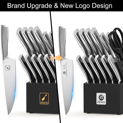14 Pcs High-Carbon Stainless Steel Kitchen Knife Set Black | 56±2 HRC Hardness | Build-In Sharpener | Full Tang Ergonomic Handle | Dishwasher Safe | Gifts for Men6