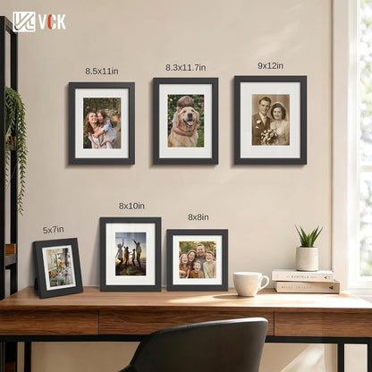 5X7 Picture Frames 5 Pack, Black Wood, 4X6 Mat, Glass, for Photo Print8