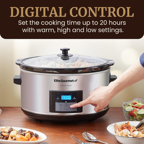 MST-900D Digital Slow Cooker, 8.5 Qt, Stainless Steel | Programmable, Adjustable Temp, Dishwasher-Safe Glass Lid & Crock - Great for Entrees, Sauces, Stews & Dips2