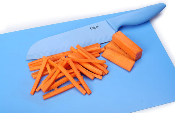 17-Piece Color-Coded Stainless Steel Knife & Cutting Mat Set | Elite Chef Set Includes 5 Knives, Kitchen Shears, a Vegetable Peeler and Knife Sharpener, with Color-Matching Cutting Mats5