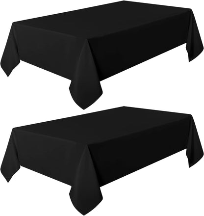2 Pack Black Tablecloths 60X102 Inch for 6 Feet Rectangle Tables | Stain and Wrinkle Resistant Washable Polyester Table Cover for Dining Tables, Wedding Buffet Parties and Camping8