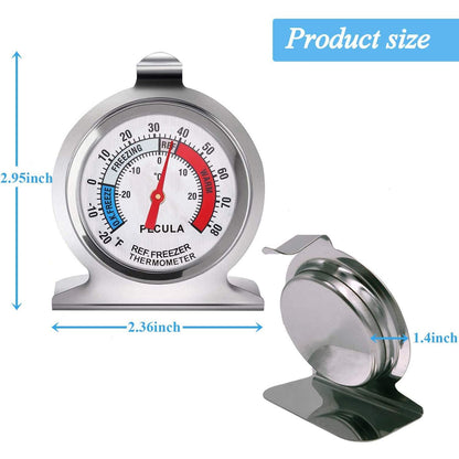 2 Pack Refrigerator Thermometer, 30-30°C/20-80°F, Classic Fridge Thermometer Large Dial with Red Indicator Thermometer for Freezer Refrigerator Cooler3