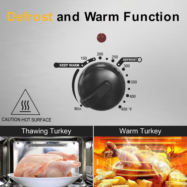 Roaster Oven 20 Quart, Electric Turkey Roaster Oven with Self-Basting Lid, Removable Pan and Rack, Full-Range Temperature, Powerful 1450W, Stainless Steel, Silver3