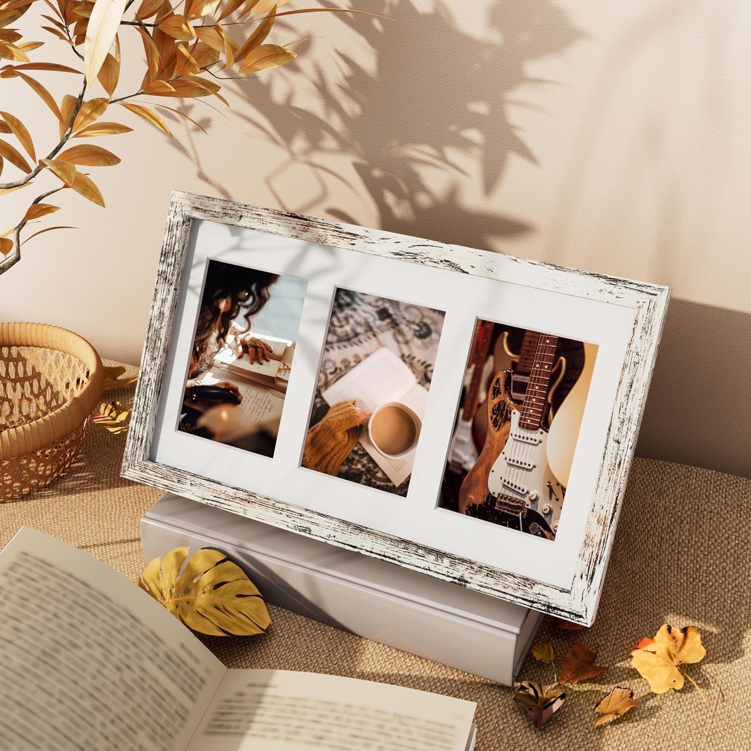 8x14-picture-frames-collage-wall-decor-displays-3pcs-4x6-pictures-with-mat-or-1pcs-8x14-without-mat-collage-picture-frame-for-horizontal-or-vertical-display-distressed-white-1-pack