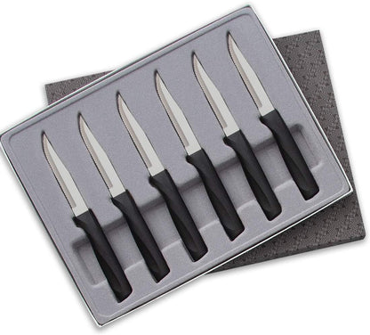 Cutlery Anthem Series 6-Piece Serrated Steak Knife Set, Black Handles1