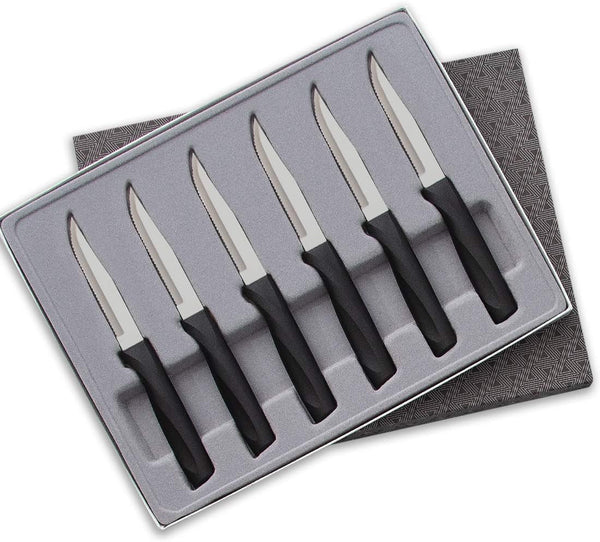 Cutlery Anthem Series 6-Piece Serrated Steak Knife Set, Black Handles1