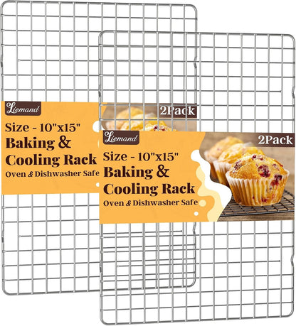 Cooling Racks for Cooking and Baking - 2 PCS 10" X 15" Grid Wire Baking Rack for Oven Cooking, Baking, Grilling, Roasting - Dishwasher Safe Bacon Rack - Fits Jelly Roll Cookie Sheet Pan1