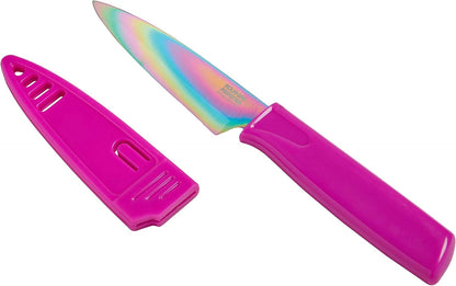 Colori® Paring Knife – 4 Inch Japanese Stainless Steel, Nonstick Blade, Ergonomic Handle & Sheath, Rainbow1