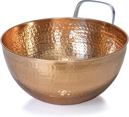 5 Quarts Large 11” round Hammered Pure Copper Mixing Bowl with Handle1